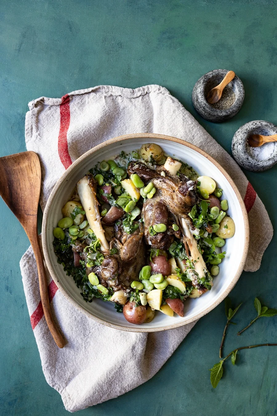 lamb shanks with fava beans