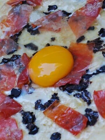 Grilled Prosciutto and Black Truffle Pizza with Egg