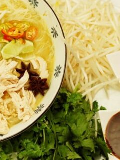 Traditional Vietnamese chicken noodle soup, also known as Pho Ga, is a delicious and comforting dish that combines tender chicken with flavorful broth and rice noodles.