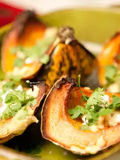 Roast Squash with Goat Cheese and Tahini Dressing