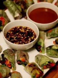 Spring Rolls with Green Garlic Soy Dipping Sauce