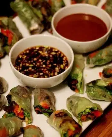 Spring Rolls with Green Garlic Soy Dipping Sauce