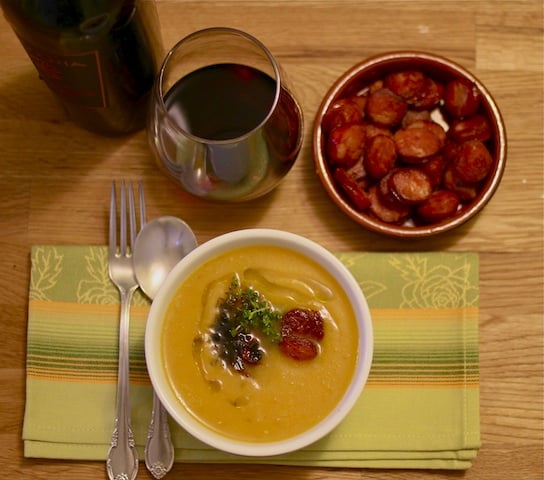 Butternut squash soup with chorizo