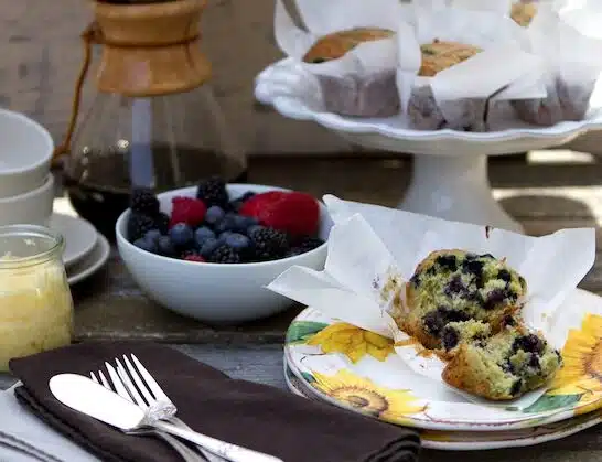 Lemon and Thyme Scented Blueberry Muffins