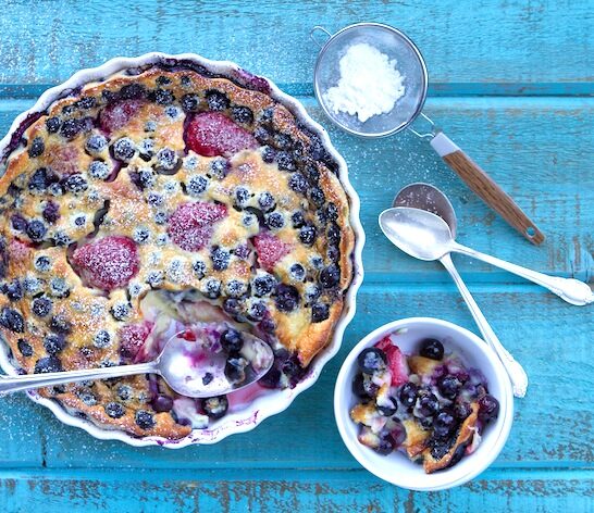 Blueberry and Strawberry Clafouti