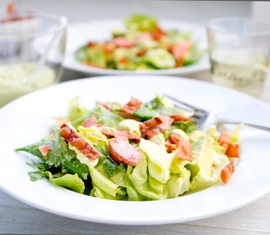 Copper River Salmon Salad with Creamy Asian Avocado Dressing