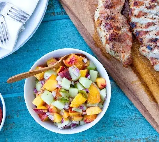 Grilled Peach and Cucumber Salsa