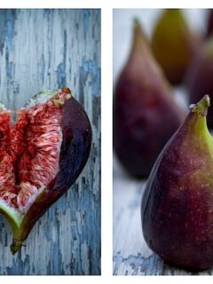 Two pictures of a heart-shaped fig.