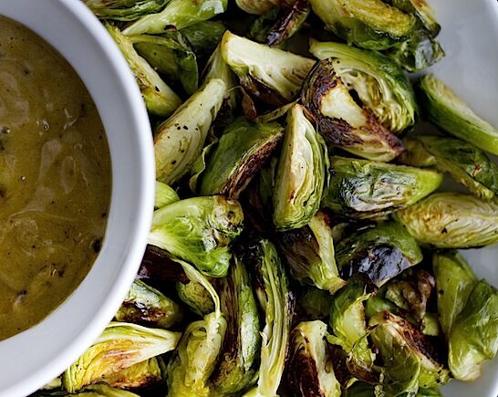 Crispy Brussels Sprouts with Black Garlic Aioli
