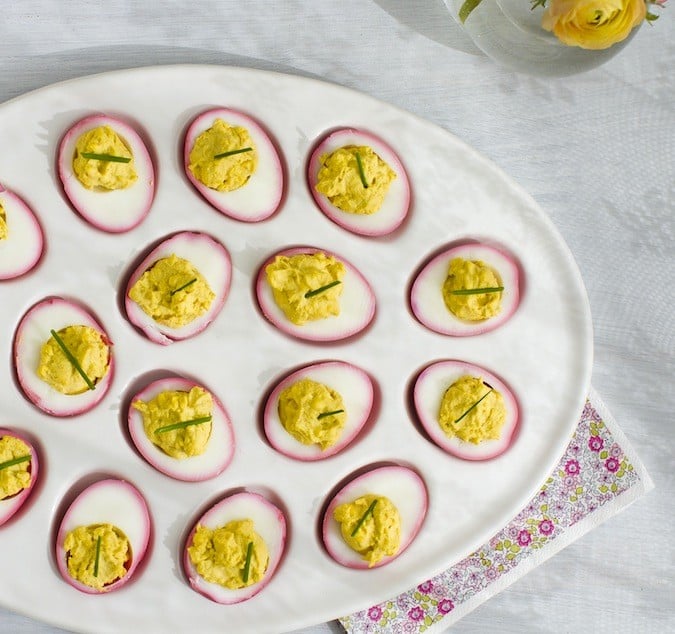 Beet Dyed Pink Deviled Eggs