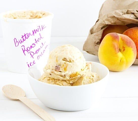 Roasted Peach Buttermilk Ice Cream
