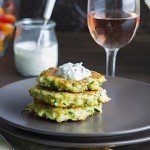 Zucchini Pancakes with Minty Dill Creme Fraiche