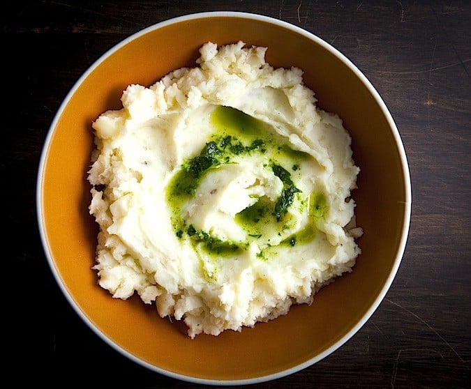 Celery Root and Potato Mash with Parsley Oil Drizzle