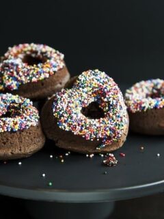 Baked Chocolate Doughnuts with Sprinkles