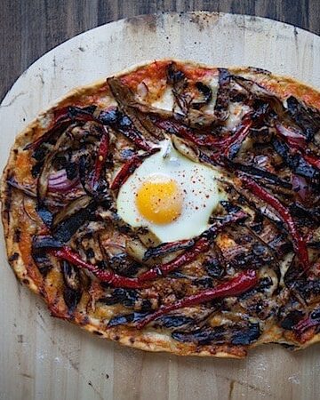 Grilled Eggplant and Carmen Pepper Pizza