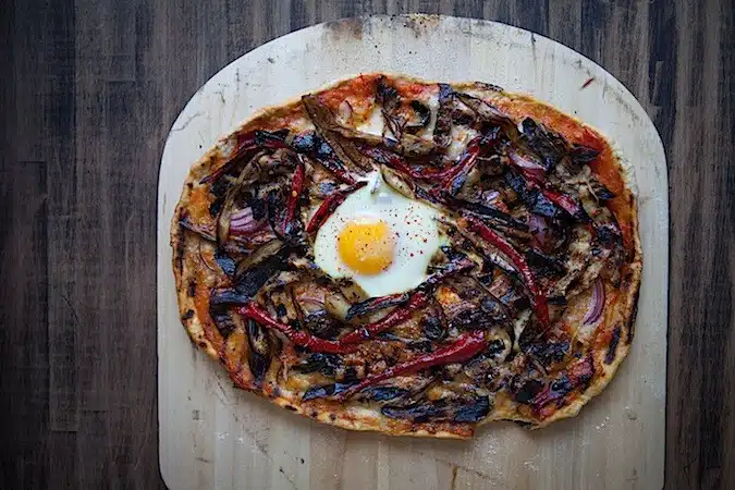 Grilled Eggplant and Carmen Pepper Pizza