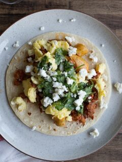 Chorizo Potato Breakfast Tacos | Chez Us