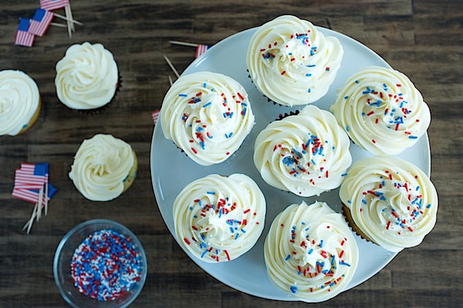 Patriotic Vanilla Confetti Cupcakes
