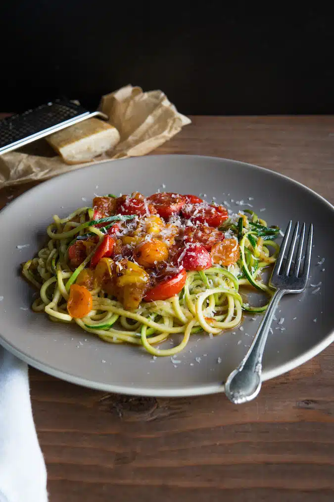 Zucchini Noodles with Blistered Tomatoes | Chez Us