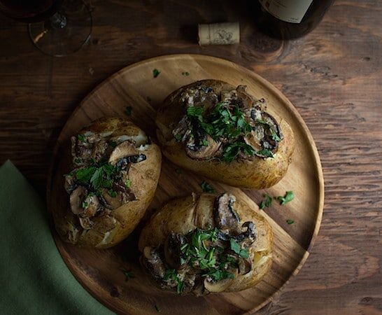 Mushroom Stroganoff Stuffed Baked Potatoes