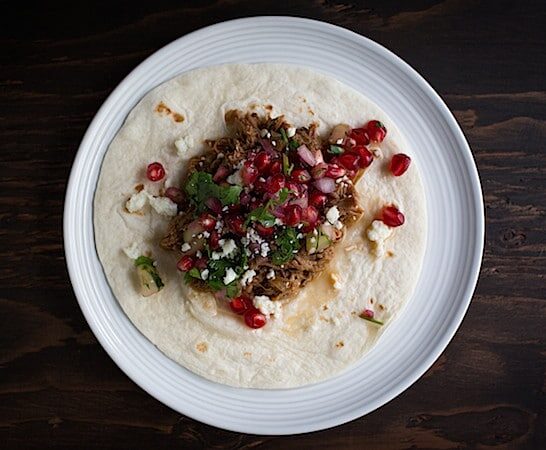 Slow Cooker Harissa Lamb Tacos with Pomegranate Salsa