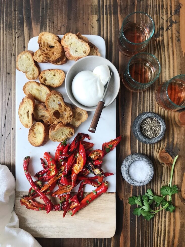 Jimmy Nardello Peppers with Burrata