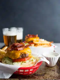 All Beef Cheddar Bacon Burger with Roasted Garlic Ranch