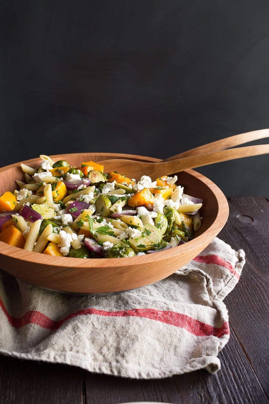 Roasted Brussels Sprouts and Butternut Squash Pasta Salad