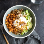 Saffron Tomato Chickpeas and Brussels Sprout Bowls