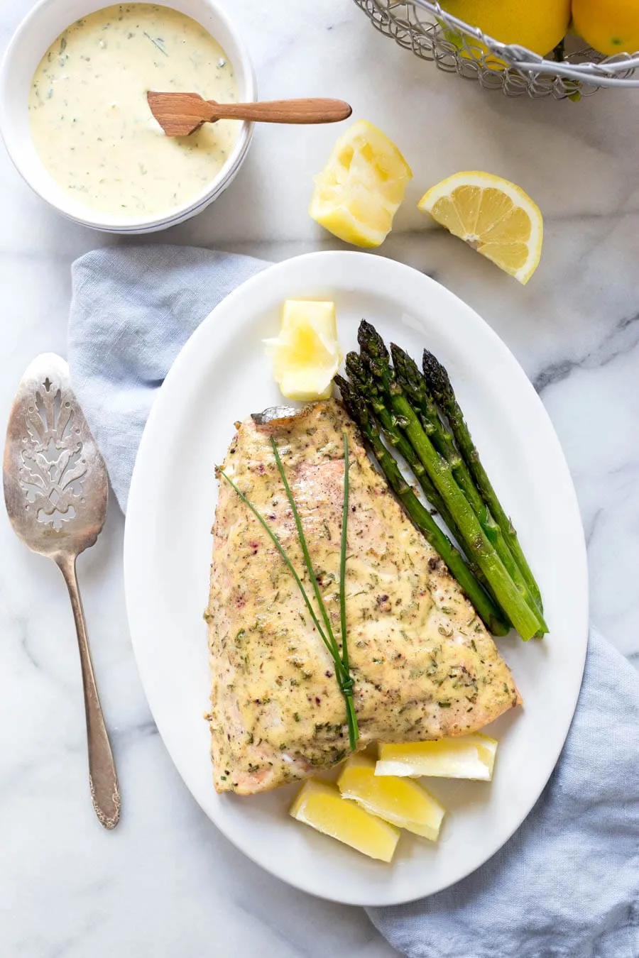 Roasted Salmon with Herbed Mustard Sauce