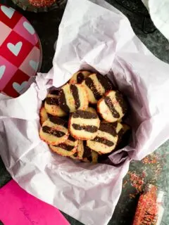 Chocolate Vanilla Striped Shortbread Cookies