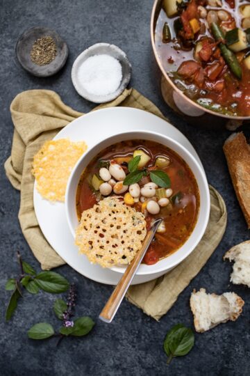 Minestrone with Parmesan Crisps