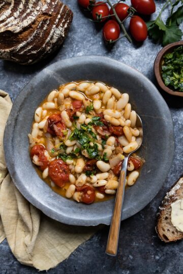 Smoky Roasted Tomato White Bean Stew