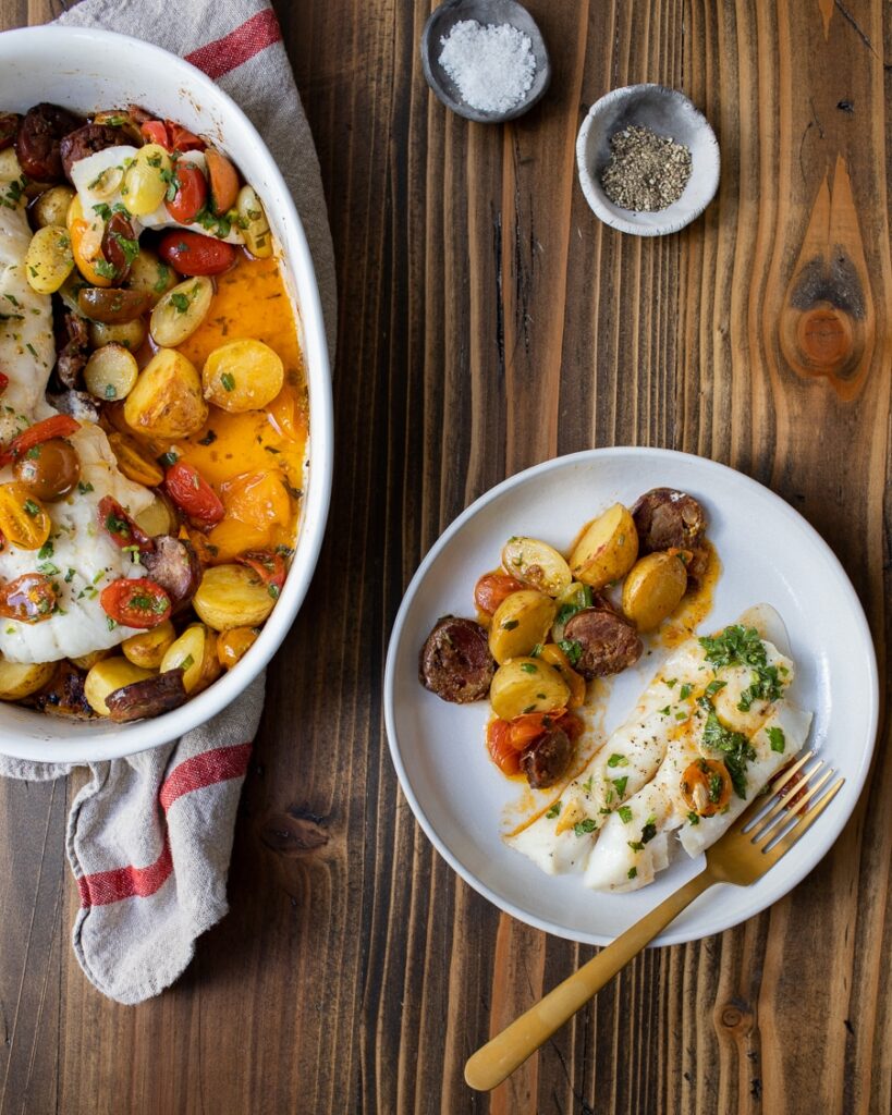 Portuguese Cod with Potatoes and Chorizo - Chez Us