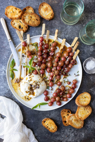 Grilled Grapes with Burrata