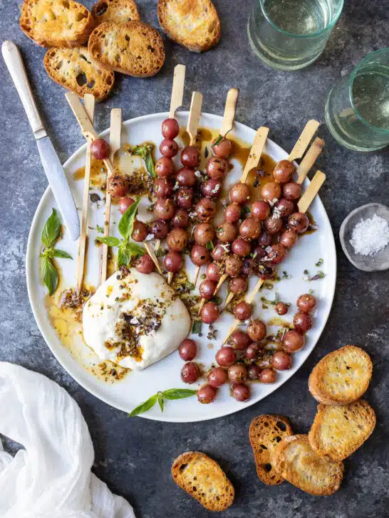 Grilled Grapes with Burrata