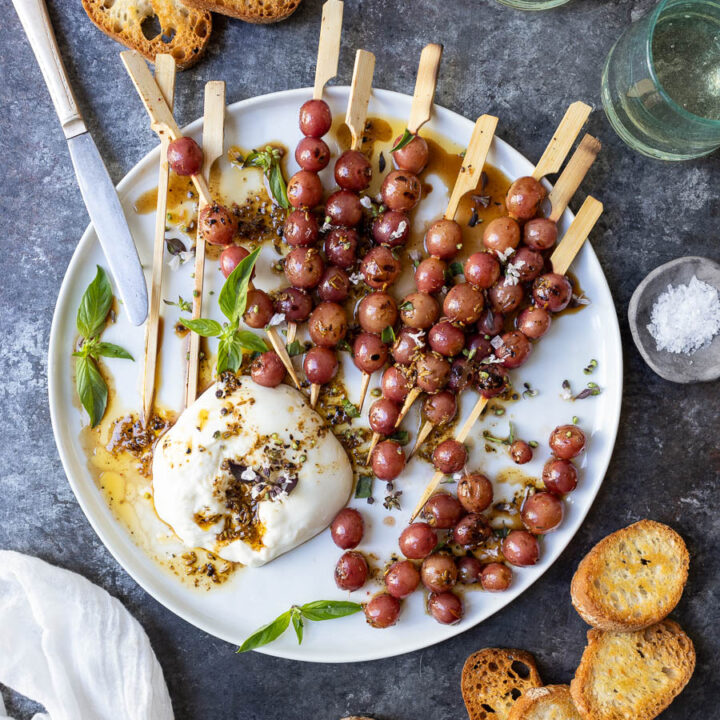 Grilled Grapes with Burrata