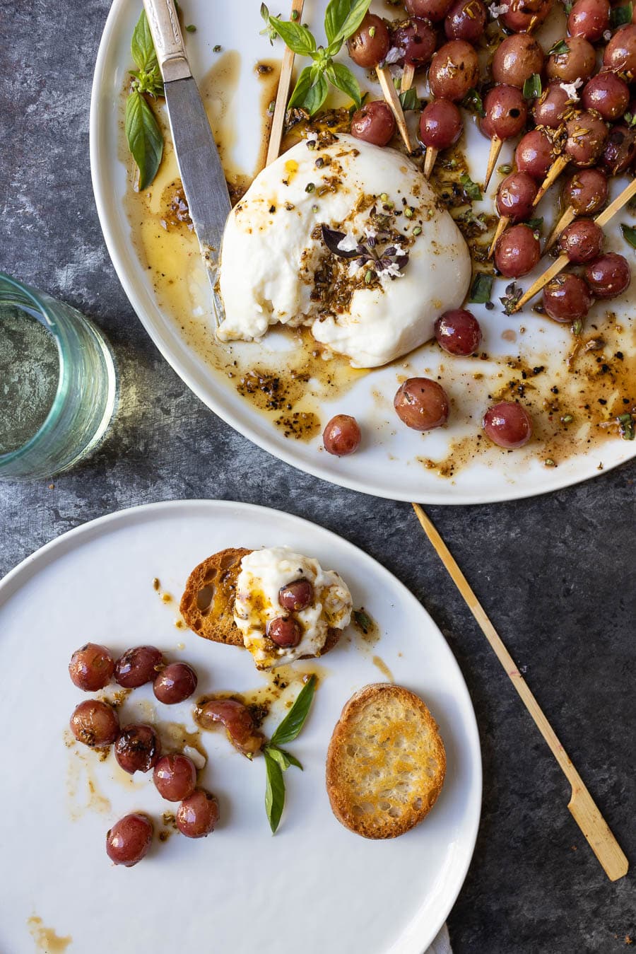 Grilled Grapes with Burrata