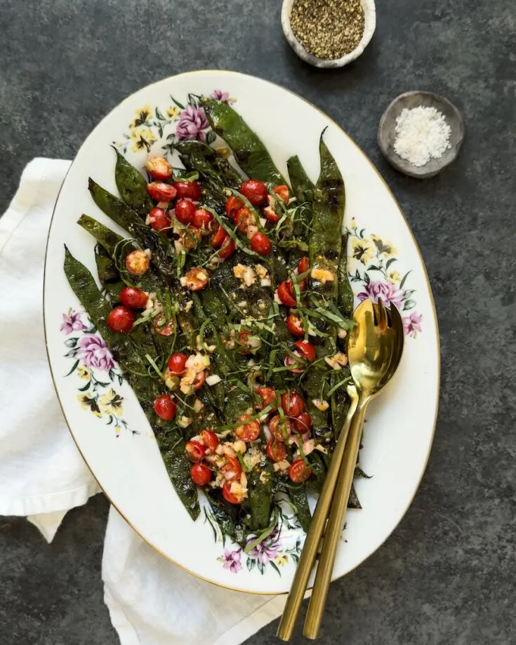 Char Grilled Romano Beans with Tomato Vinaigrette